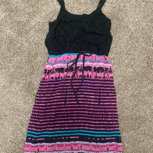 Black and Multicolor Sleeveless Dress